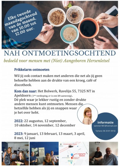 12 december 2022 is de NAH Ontmoetingsochtend in Apeldoorn 