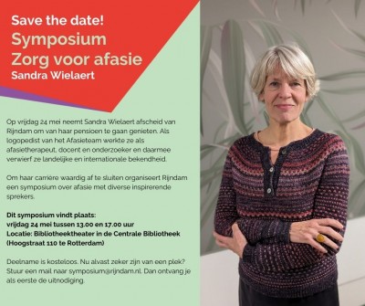 Symposium ‘Zorg voor afasie’ ter afscheid van Sandra Wielaert - Rotterdam op 24 mei 2024